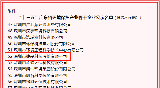 喜訊！捷晶科技獲“‘十三五’廣東省環(huán)境保護(hù)產(chǎn)業(yè)骨干企業(yè)”認(rèn)定